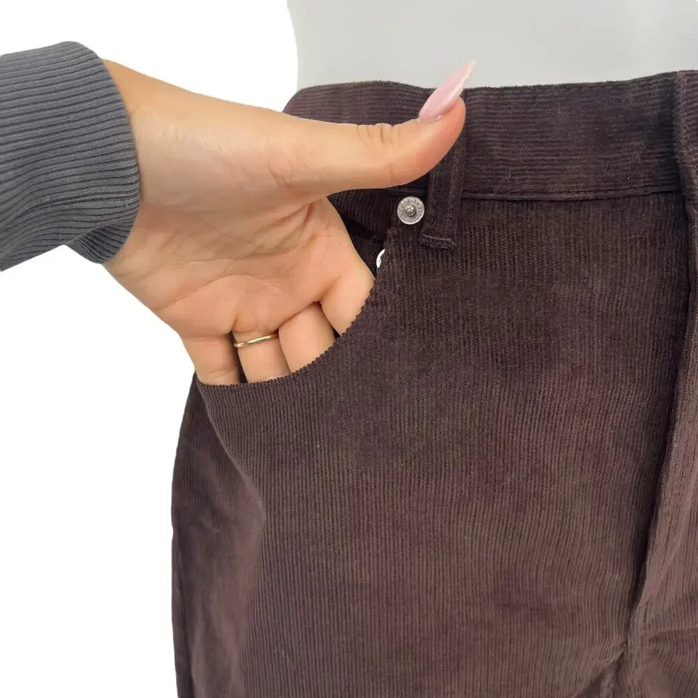 THAKOON High Rise Corduroy Pant Chocolate Brown Cotton Blend Stretch Size 8 NEW - Picture 7 of 15